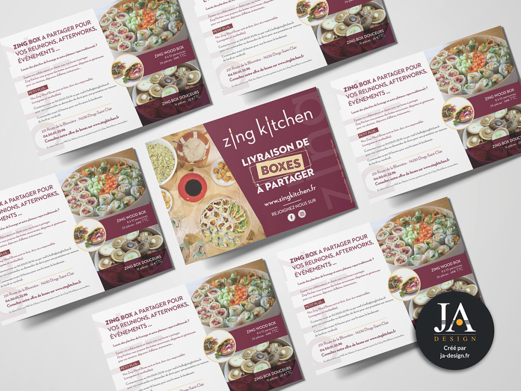 Création d'un flyer pour le restaurant ZingKitchen par JA Design Graphiste