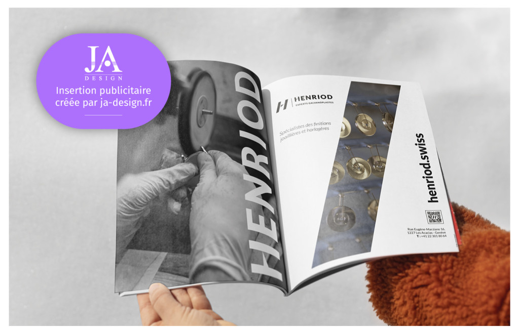 Mise en page d'une brochure de présentation pour HENRIOD, expert en galvanoplastie par JA Design - Graphiste freelance Bordeaux