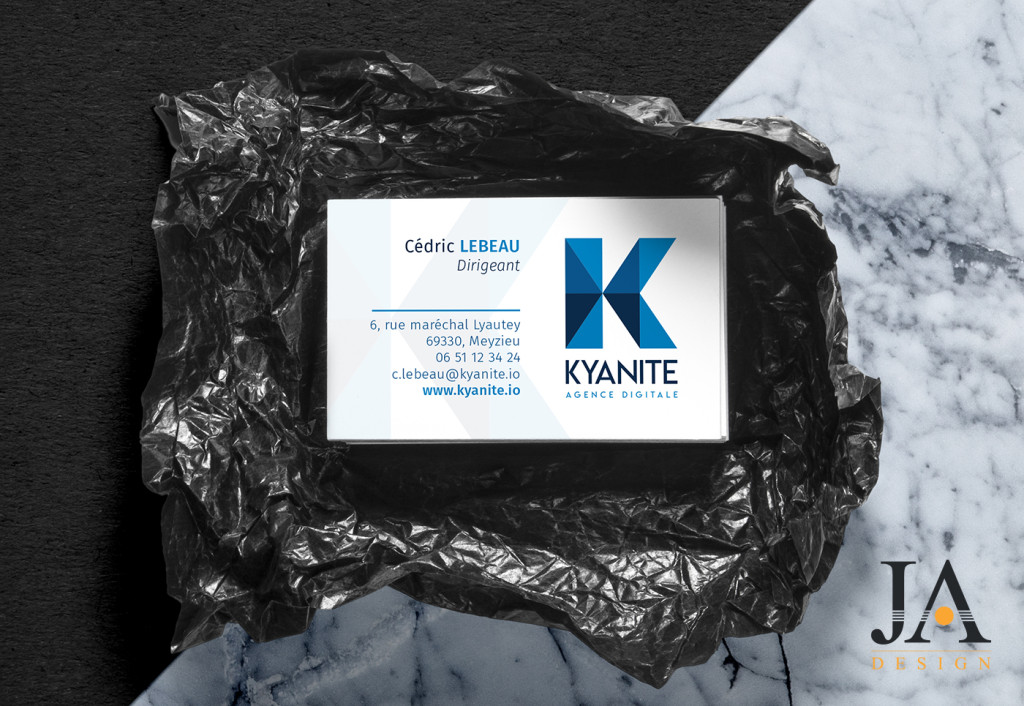 Création Logo et carte de visite créés pour startup Kyanite JA Design Graphiste