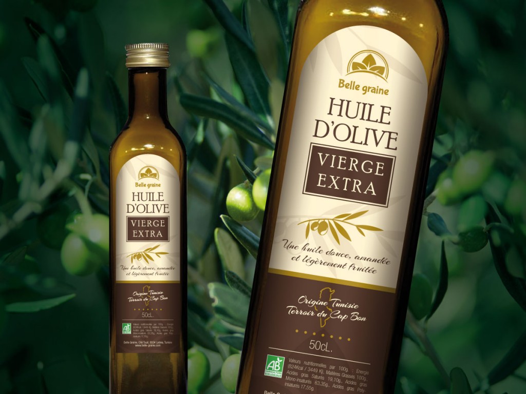 Création d'étiquette pour bouteille d'huile d'olive