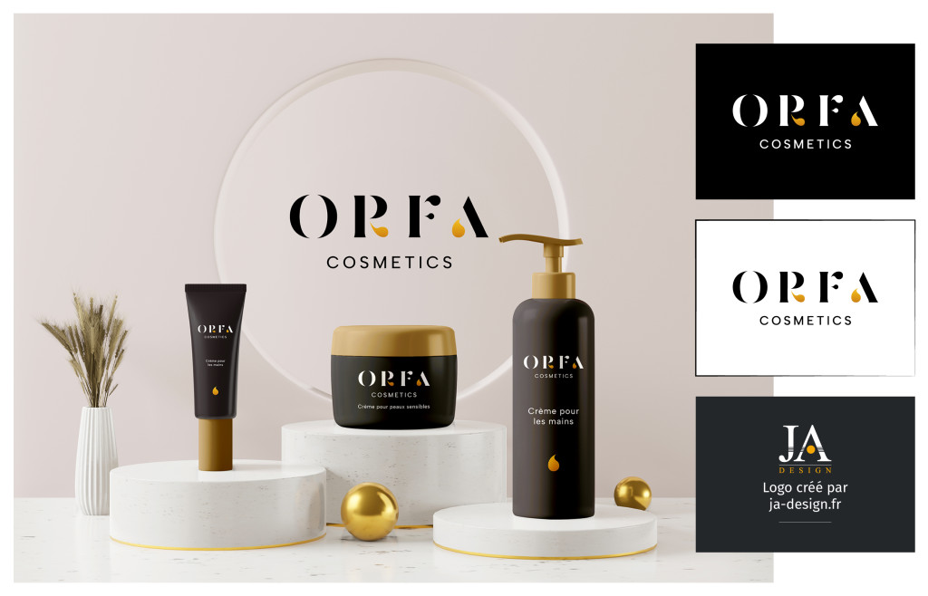 Création d'un logo et d'une gamme de packaging et étiquettes pour une marque de cosmétiques ORFA - par JA Design Graphiste freelance à Bordeaux