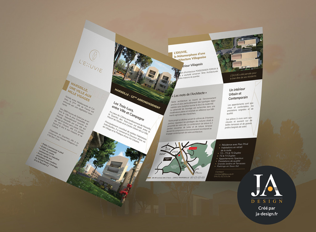 Création d'une plaquette de présentation pour une agence immobilière par JA Design - Graphiste freelance Bordeaux
