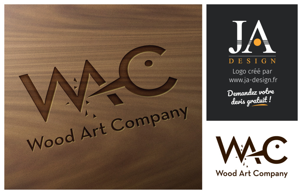 Création du logo WAC, Wood Art Company, entreprise de menuiserie et travail d'art sur bois par JA Design - Graphiste freelance Bordeaux