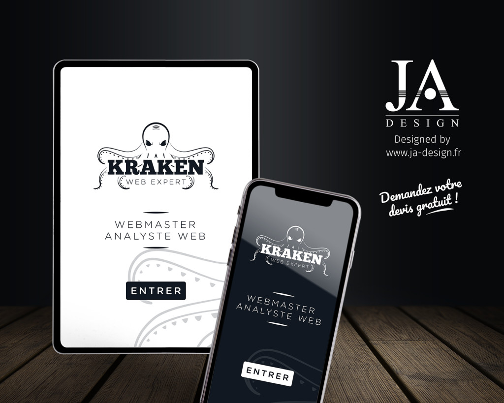 Création du logo Kraken pour un développeur Web par JA Design - Graphiste freelance Bordeaux