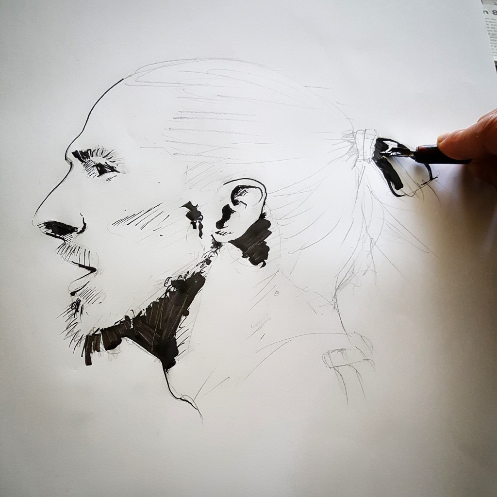 Portrait avec calligraphie gothique de Zlatan Ibrahimovic, fait à l'encre de Chine, à la main, par JA Design - Juliooz